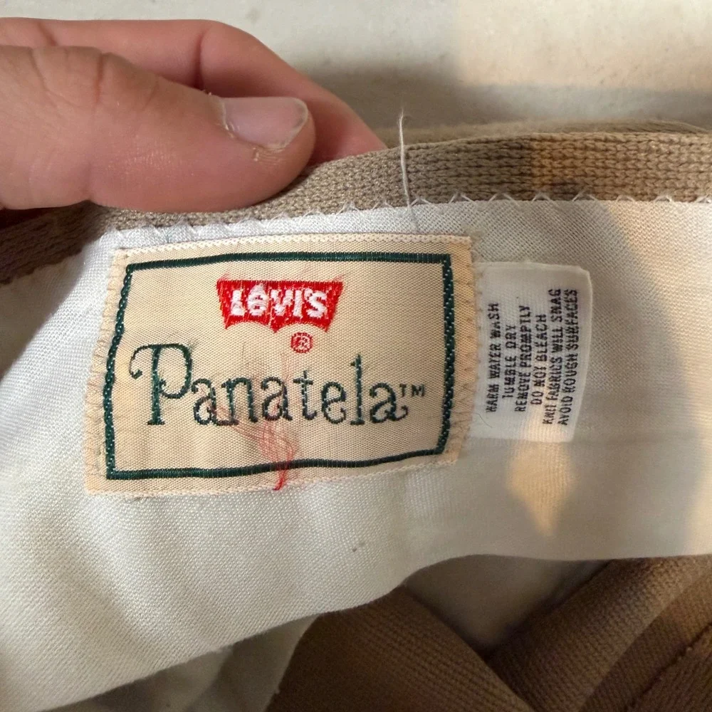 Vintage 70s disco Levis Panatela Mens Tan Flare bootcut Trousers 36x30 hippie